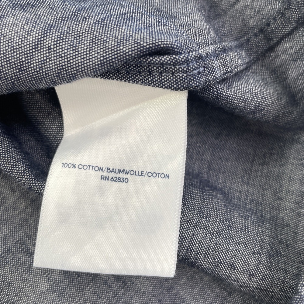 Lands End Top Womens 2XL Cotton Poplin Peasant Dark Indigo Chambray Shirt - Picture 5 of 9